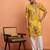 Silk yoke design floral mirror work mustard kurta