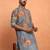 Silk yoke design floral mirror work grey kurta