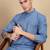 Blue cotton textured kurta pajama for mens