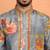Silk yoke design floral mirror work grey kurta