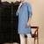 Blue cotton textured kurta pajama for mens