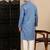 Blue cotton textured kurta pajama for mens