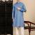 Blue cotton textured kurta pajama for mens