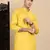 yellow cotton textured kurta pajama for mens