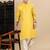 yellow cotton textured kurta pajama for mens