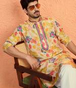 Silk yoke design floral mirror work Multcolor kurta