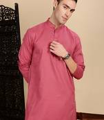 Pink cotton textured kurta pajama for mens