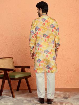 Silk yoke design floral mirror work Multcolor kurta 3