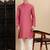 Pink cotton textured kurta pajama for mens