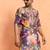 Silk yoke design floral mirror work purple kurta