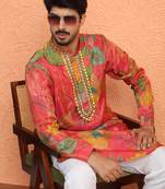 Silk yoke design floral mirror work maroon kurta