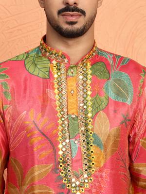 Silk yoke design floral mirror work maroon kurta 2