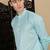 Blue cotton textured kurta pajama for mens