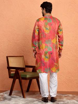 Silk yoke design floral mirror work maroon kurta 3