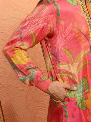 Silk yoke design floral mirror work maroon kurta 4