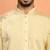 Mirror & thread embroidered cotton silk yellow kurta