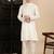Cream cotton textured kurta pajama for mens