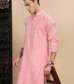 Light pink cotton textured kurta pajama for mens