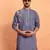 Mirror & thread embroidered cotton silk purple kurta