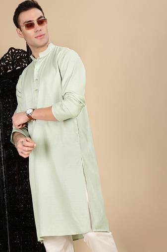 Pista cotton textured kurta pajama for mens