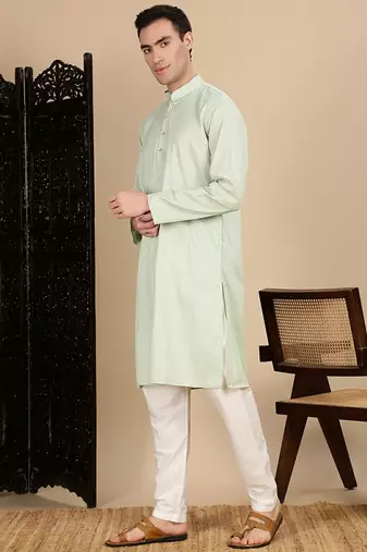 Pista cotton textured kurta pajama for mens