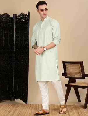 Pista cotton textured kurta pajama for mens 3