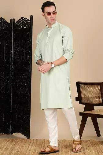 Pista cotton textured kurta pajama for mens