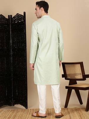 Pista cotton textured kurta pajama for mens 4