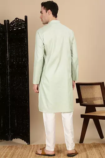 Pista cotton textured kurta pajama for mens