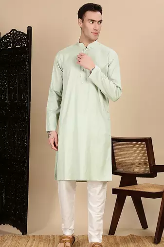 Pista cotton textured kurta pajama for mens