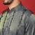 Embroidered and sequinced silk blue kurta