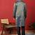 Embroidered and sequinced silk blue kurta