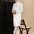 White cotton solid kurta pajama for mens