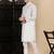 White cotton solid kurta pajama for mens