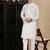 White cotton solid kurta pajama for mens