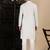 White cotton solid kurta pajama for mens
