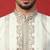 Cotton silk floral and zari embroidered cream kurta