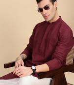 Maroon cotton chikankari kurta pajama for mens