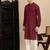Maroon cotton chikankari kurta pajama for mens