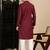 Maroon cotton chikankari kurta pajama for mens