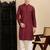 Maroon cotton chikankari kurta pajama for mens