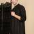 Black cotton textured kurta pajama for mens