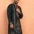 Cotton silk floral and zari embroidered green kurta