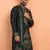 Cotton silk floral and zari embroidered green kurta
