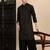 Black cotton textured kurta pajama for mens