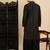 Black cotton textured kurta pajama for mens
