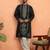 Cotton silk floral and zari embroidered green kurta
