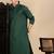 Deep green cotton textured kurta pajama for mens