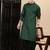 Deep green cotton textured kurta pajama for mens