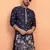 Navy blue floral thread embroidered designer kurta